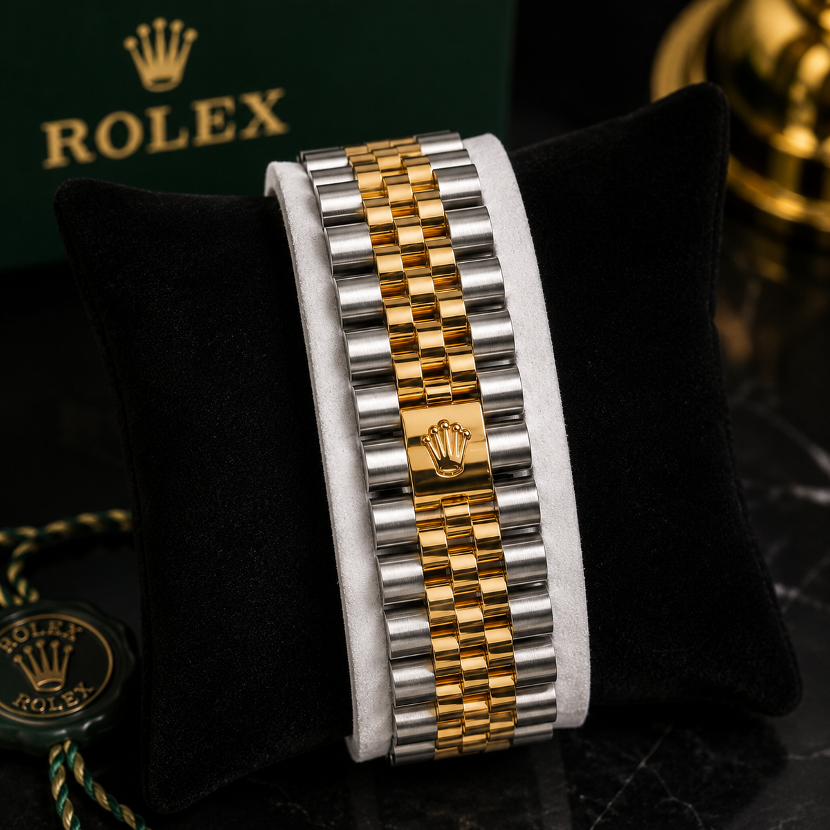 Rolex Green Diamond Dial Two Tone Luxury Watch for Men