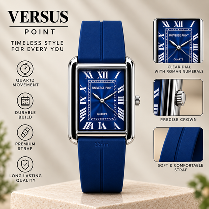 Men’s Luxury Rectangular Quartz Wrist Watch Roman Numeral Dial & Premium Silicone Strap