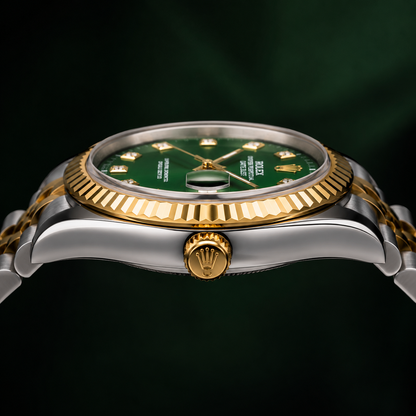 Rolex Green Diamond Dial Two Tone Luxury Watch for Men