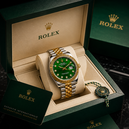 Rolex Green Diamond Dial Two Tone Luxury Watch for Men